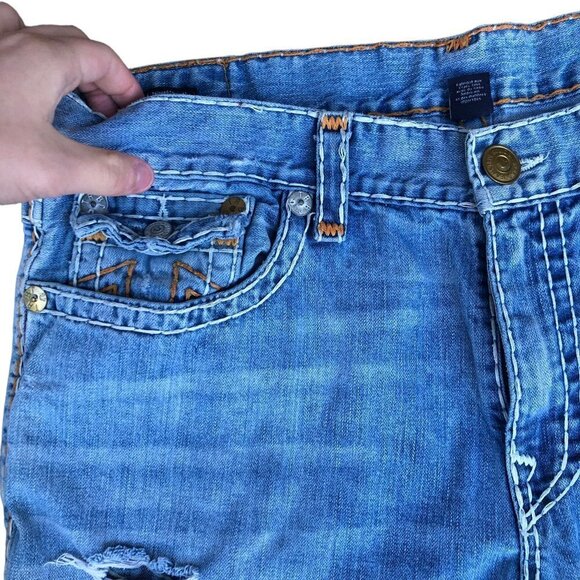 Rare True Religion Jeans Size 40 RICKY FLAP T Orange Stitch - Picture 11 of 13